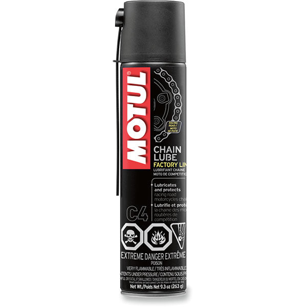 Spray Graisse Chaîne Moto MOTUL C4 Lubrifiant Ligne Usine, 400 Ml, Neuf, Fabrication France