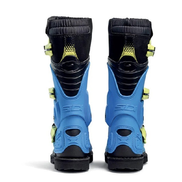 Bottes de Motocross Flame Junior Bleu/Jaune, Vue arrière 