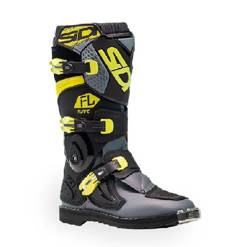 Bottes de Motocross Flame Noir/Gris, Vue latérale extérieure