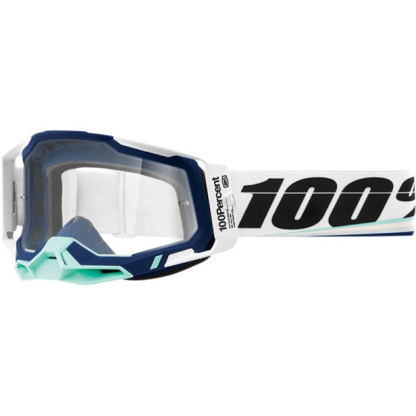 Lunettes de Motocross Racecraft 2 à Lentille Claire Blanc/Bleu