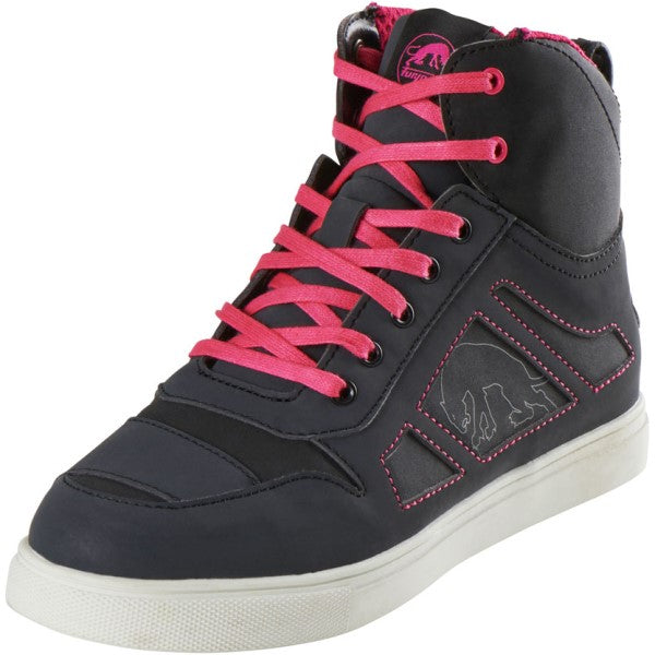 Chaussures de Moto Angie D3O Femme Noir/Rose incliné de face