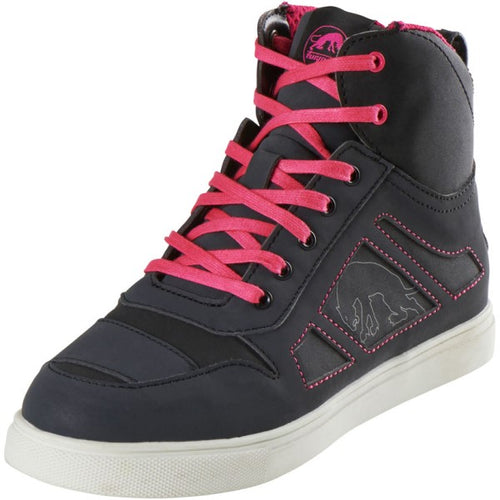 Chaussures de Moto Angie D3O Femme Noir/Rose incliné de face