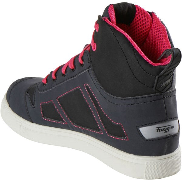 Chaussures de Moto Angie D3O Femme Noir/Rose incliné de dos