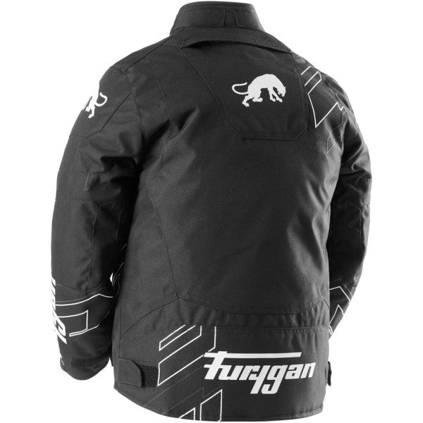 Manteau de Moto Neon Enfant Noir/Blanc incliné de dos