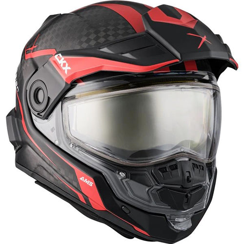 Casque Mission AMS Fury Carbon Visière Double Électrique Rouge