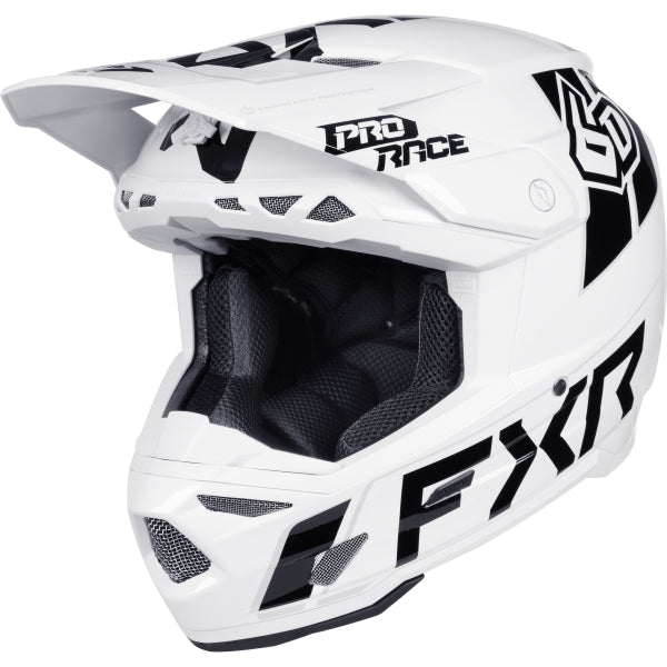 Casque de Motocross 6D ATR-3 Carbone Blanc/Noir incliné de droite