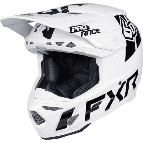 Casque de Motocross 6D ATR-3 Carbone Blanc/Noir incliné de droite