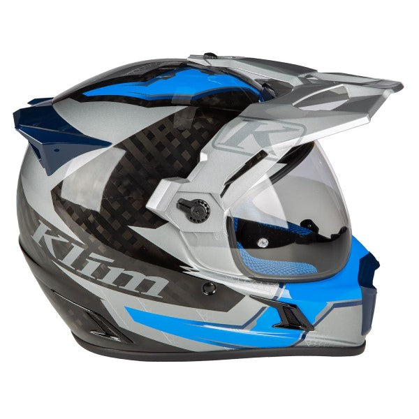Casque Aventure de Moto Krios Pro Gris Bleu, côté droit