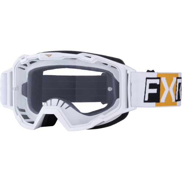 Lunette de Motocross Prime FXR blanc et or