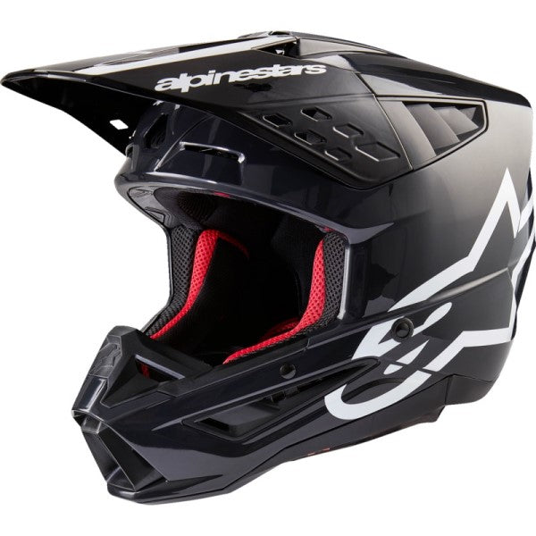 Casque de Motocross Supertech M5 Corp Noir/Gris incliné de face