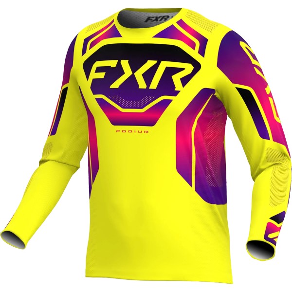 Chandail de Motocross Podium Relay Mauve/Jaune de face