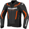 Manteau de Moto GP Force V2 en Cuir Noir/Orange, de face