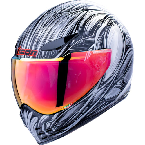 Casque Intégral de Moto DOMAIN NOUVEAU Icon Argent, de face