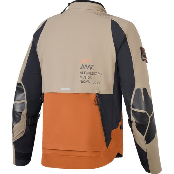 Manteau de Moto AMT-8 Stretch Drystar XF Brun/Orange, Dos