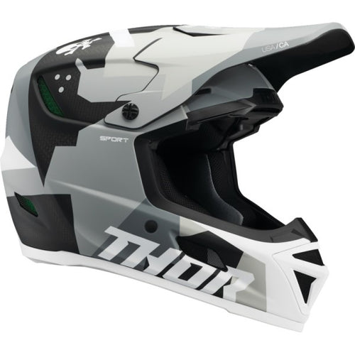 Casque de Motocross Reflex Sport Carbon Gris/Blanc de gauche