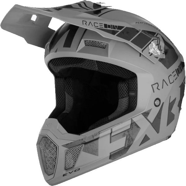 Casque de Motocross Clutch Stealth Gris incliné de droite