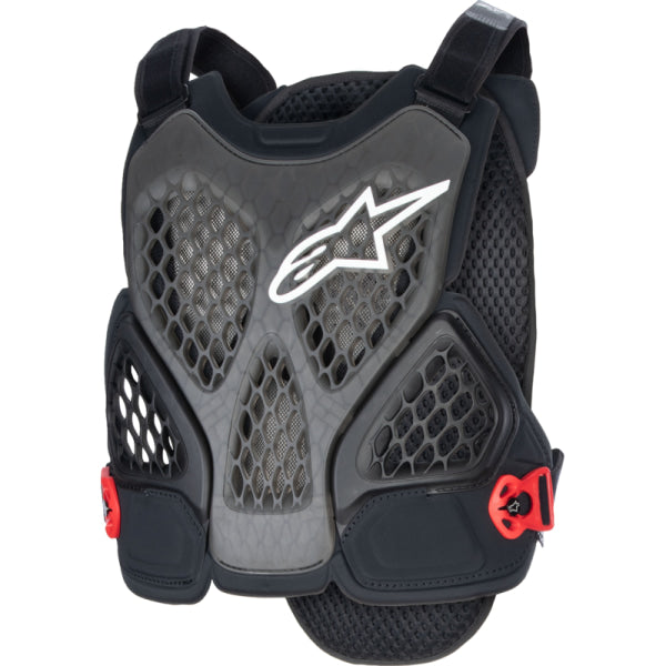 Plastron de Motocross A-6 Plasma Alpinestars noir blanc et rouge, de face