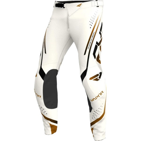 Pantalon de Motocross Ventilé Vapor FXR Blanc/Or côté avant