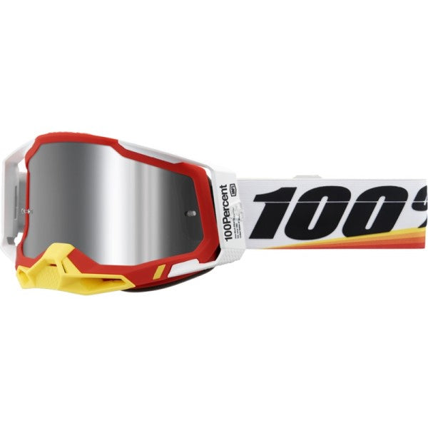 Lunettes de Motocross Racecraft 2 à Lentille Miroir Blanc/Orange