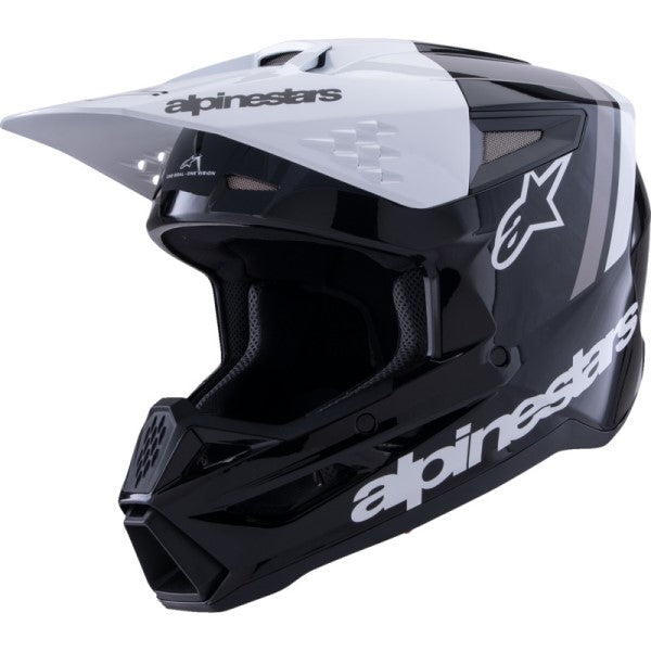 Casque de Motocross SM3 Radium Noir/Blanc incliné de face