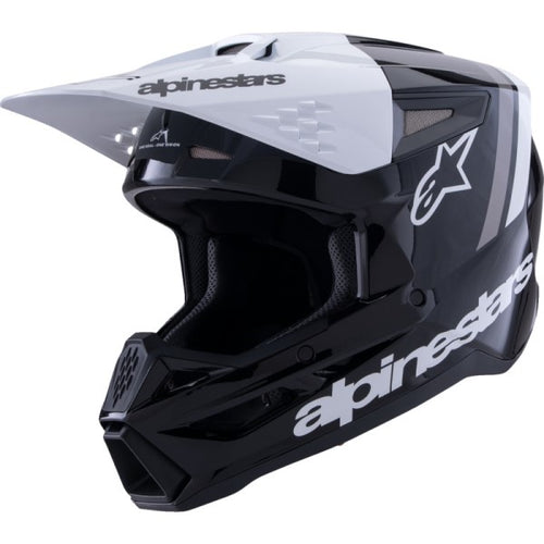 Casque de Motocross SM3 Radium Noir/Blanc incliné de face