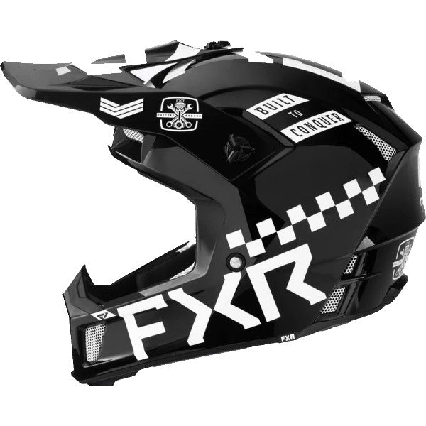 Casque de Motocross Gladiator Clutch Noir/Blanc Gauche