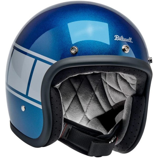 Casque Ouvert de Moto Bonanza Holeshot Bleu/Gris incliné de gauche