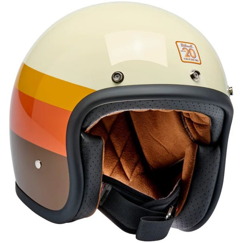 Casque Ouvert de Moto Bonanza Édition Limitée 20ème Brun/Orange incliné de gauche