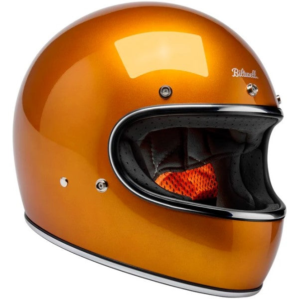 Casque Intégral de Moto Gringo Orange/Jaune incliné de gauche