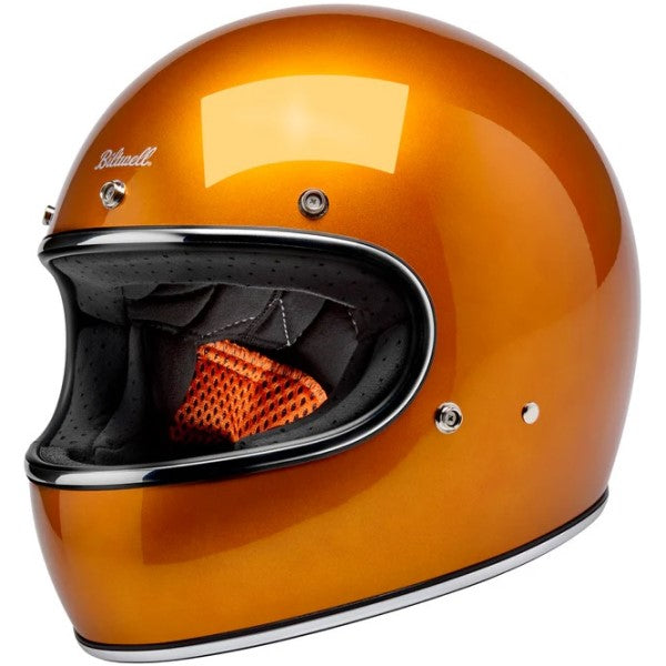 Casque Intégral de Moto Gringo Orange/Jaune incliné de droite