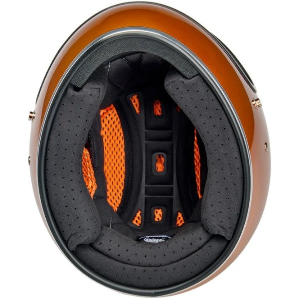Casque Intégral de Moto Gringo Orange/Jaune de dessous