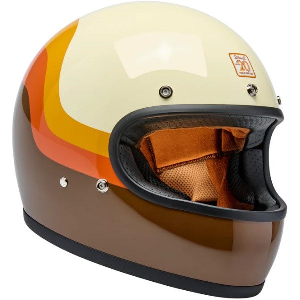 Casque Intégral de Moto Gringo Édition Limitée 20ème Brun/Orange incliné de gauche
