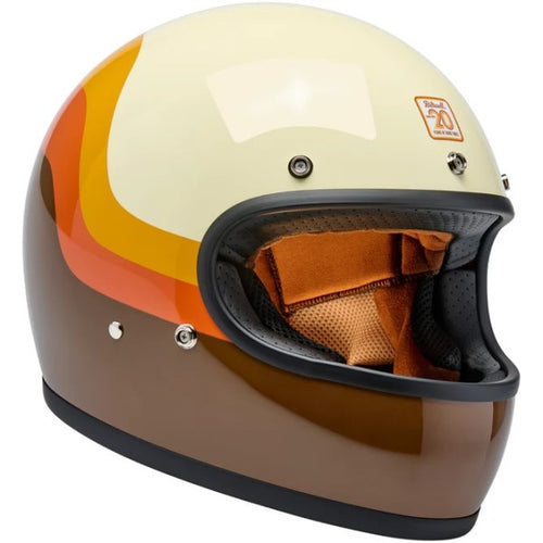 Casque Intégral de Moto Gringo Édition Limitée 20ème Brun/Orange incliné de gauche