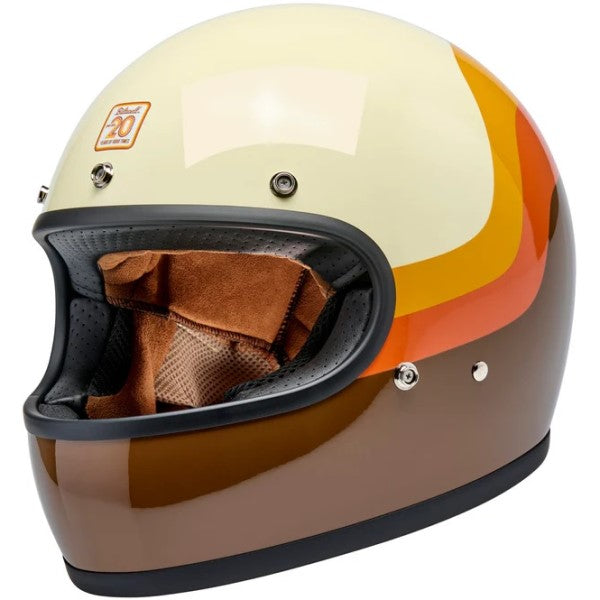 Casque Intégral de Moto Gringo Édition Limitée 20ème Brun/Orange incliné de droite