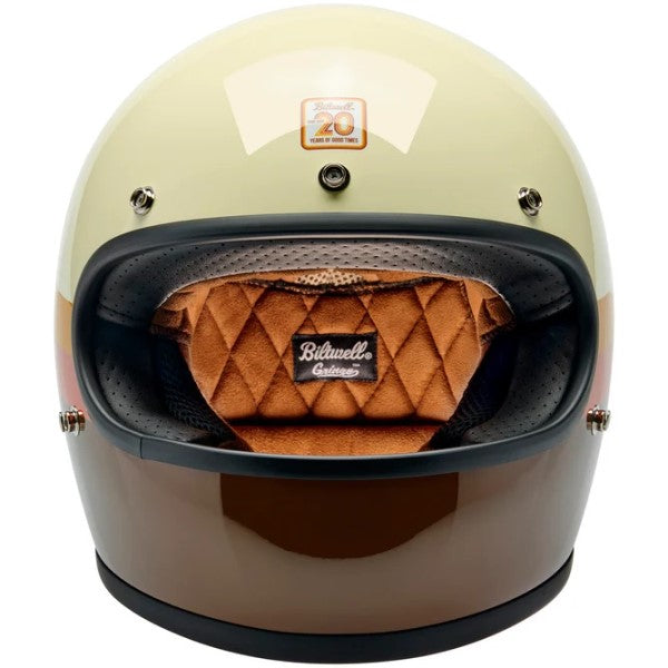 Casque Intégral de Moto Gringo Édition Limitée 20ème Brun/Orange de face
