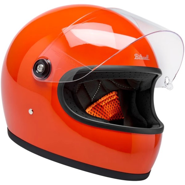 Casque Intégral de Moto Gringo S Orange visière ouverte incliné de gauche