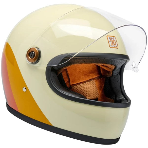 Casque Intégral de Moto Gringo S Édition Limitée 20ème Brun/Orange visière ouverte incliné de gauche