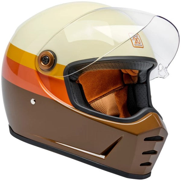 Casque Intégral de Moto Lane Splitter Édition Limitée 20ème Brun/Orange visière ouverte
