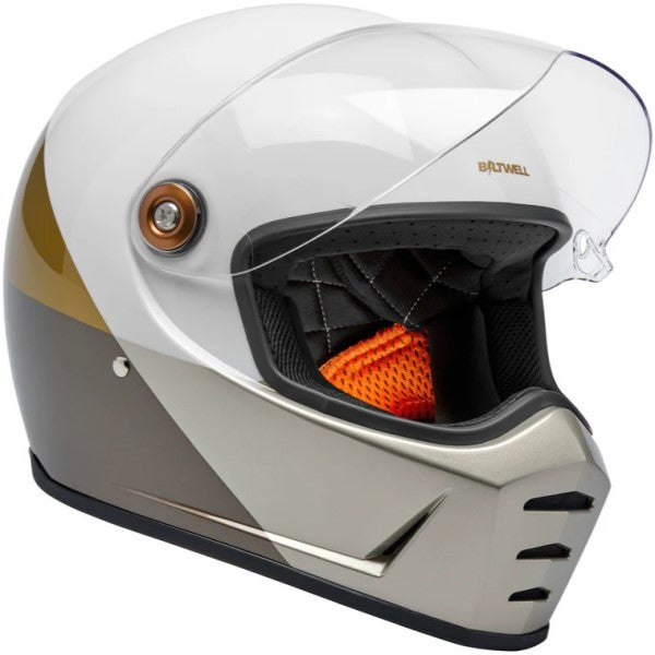 Casque Intégral de Moto Lane Splitter Intersection Noir/Blanc/Jaune visière ouverte