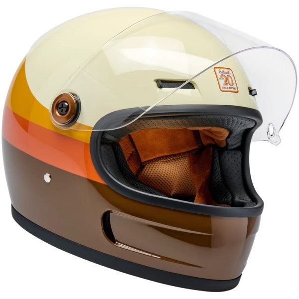 Casque Intégral de Moto Gringo SV Édition Limitée 20ème Brun/Orange visière ouverte