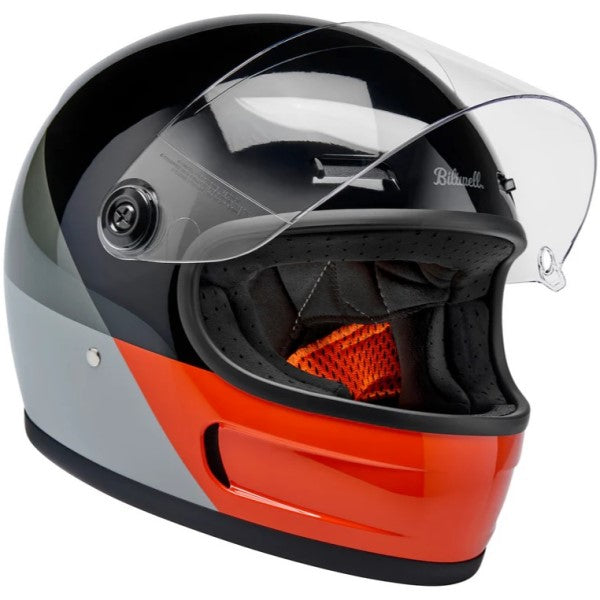 Casque Intégral de Moto Gringo SV Intersection Gris/Orange visière ouverte