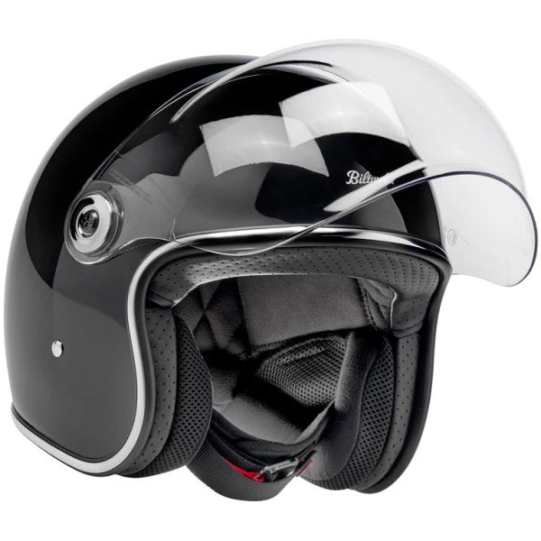 Casque Ouvert de Moto Tahoe Noir Brillant visière ouverte