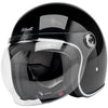 Casque Ouvert de Moto Tahoe Noir Brillant incliné de droite
