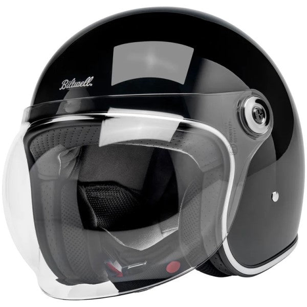 Casque Ouvert de Moto Tahoe Noir Brillant incliné de droite
