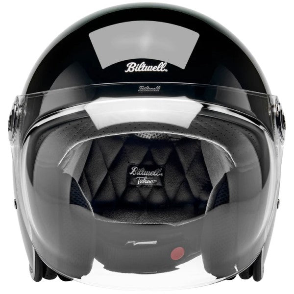 Casque Ouvert de Moto Tahoe Noir Brillant de face