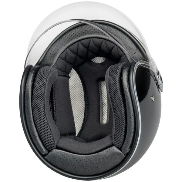 Casque Ouvert de Moto Tahoe Noir Brillant de dessous