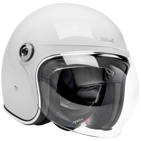Casque Ouvert de Moto Tahoe Blanc incliné de gauche