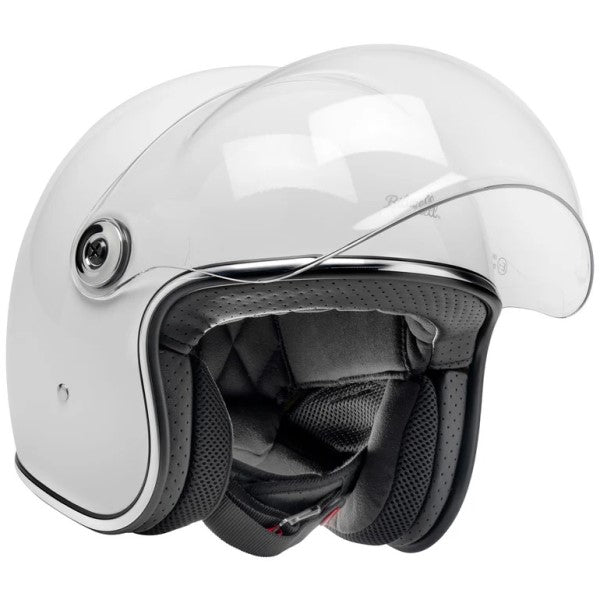 Casque Ouvert de Moto Tahoe Blanc visière ouverte