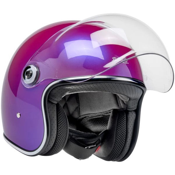 Casque Ouvert de Moto Tahoe Mauve visière ouverte