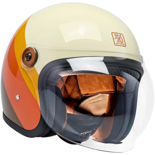 Casque Ouvert de Moto Tahoe Édition Limitée 20ème Brun/Orange incliné de gauche